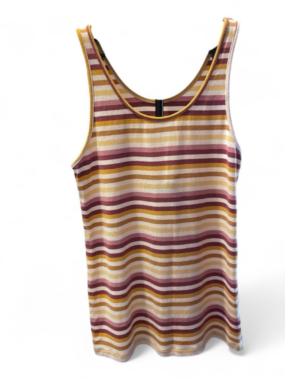a new day Striped Scoop Tank in Mustard, Burgundy & Cream